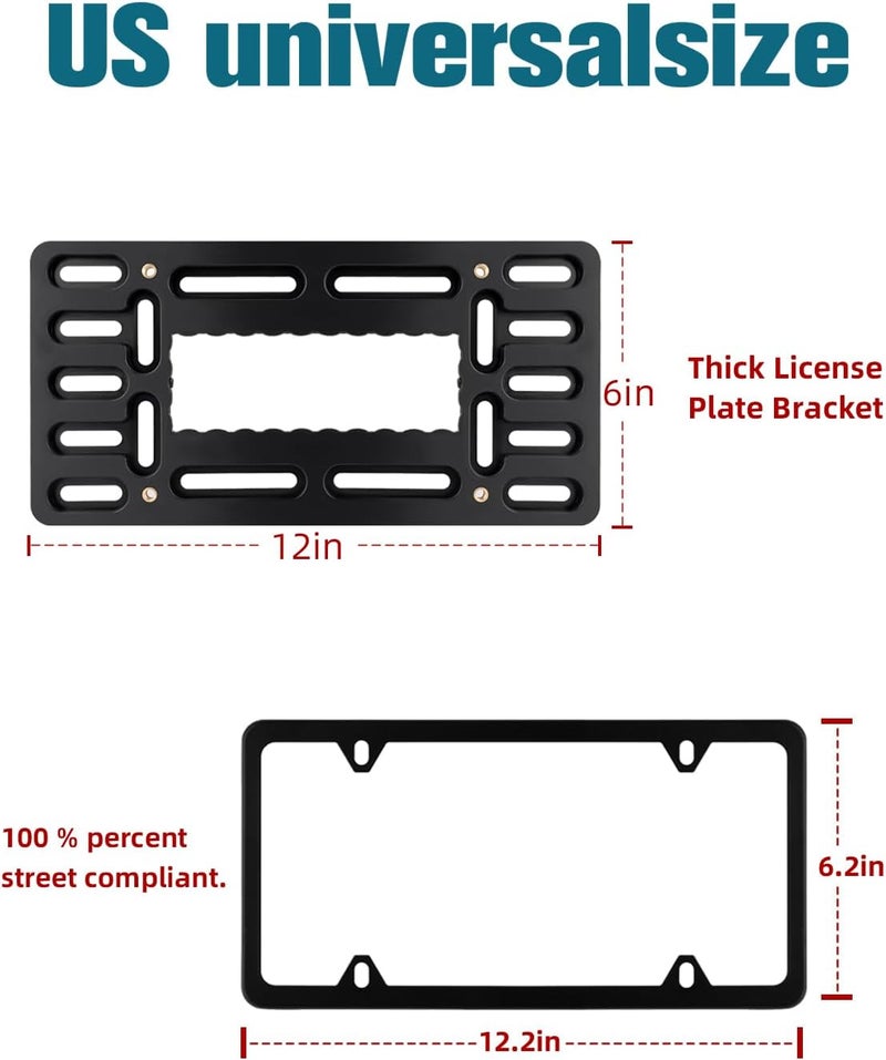 OKLPF Front License Plate Bracket- Front License Plate Mounting Kit，Universal Bumper Car Tag Frame Mount Adapter 2 Drilled License Plate Adapters with Stainless Steel Screw Cap - Image 3